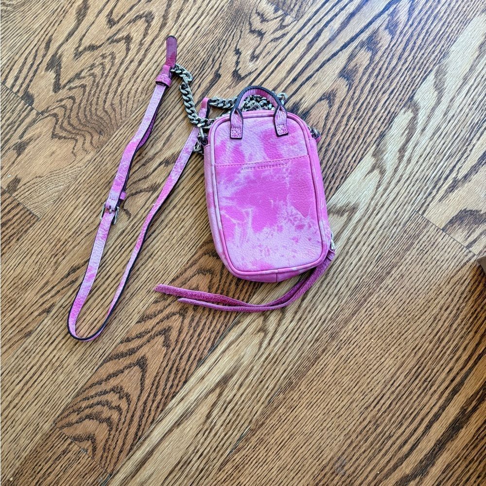 Aimee Kestenberg Tamitha Pink Tie Dye Leather Crossbody Bag Chain Strap - Picture 2 of 5